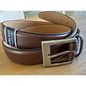 Genuin Leather Belt Brown Size 44 Ultra SoftModel 11ST0165 NWT Stafford Men's